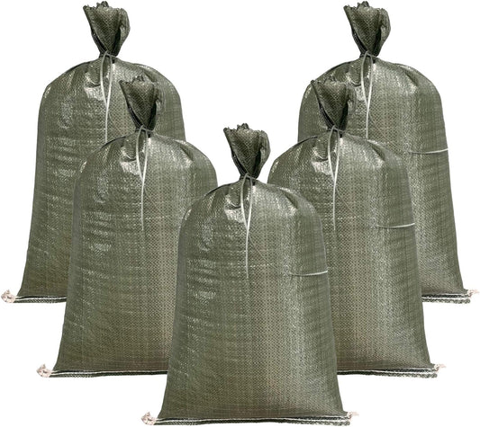 AK TRADING CO. 14" x 26" Poly Sandbags W/UV Protection & Built-in Ties - Flood Water Barrier - Tent Sandbags - Orange