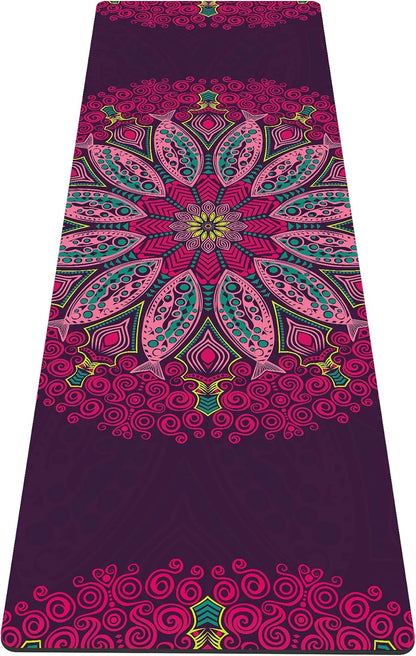 nuveti Yoga Mat Print Extra Thick TPE Non Slip Fitness Exercise Mat with Carrying Bag,72"x24" Extra Thick 6MM Exercise & Workout Mat for Yoga, Pilates Fitness and Floor Exercises - Colors B