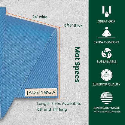 Jade Fusion Yoga Mat, Luxurious Comfort & Sturdy Workout Mats for Home Gym, 68" and 74" Yoga Mat Thick, Non-Slip Workout Mat with Extra Strong Grip, US Made Yoga Mats
