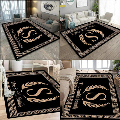 Personalized Family Name Initials Monogram Pink Rug, Shining Butterfly Printed Carpets for Girls Kids Butterfly Theme Living Room Indoor Bedroom Decor 5'×7' Soft Polyester Yoga Mat