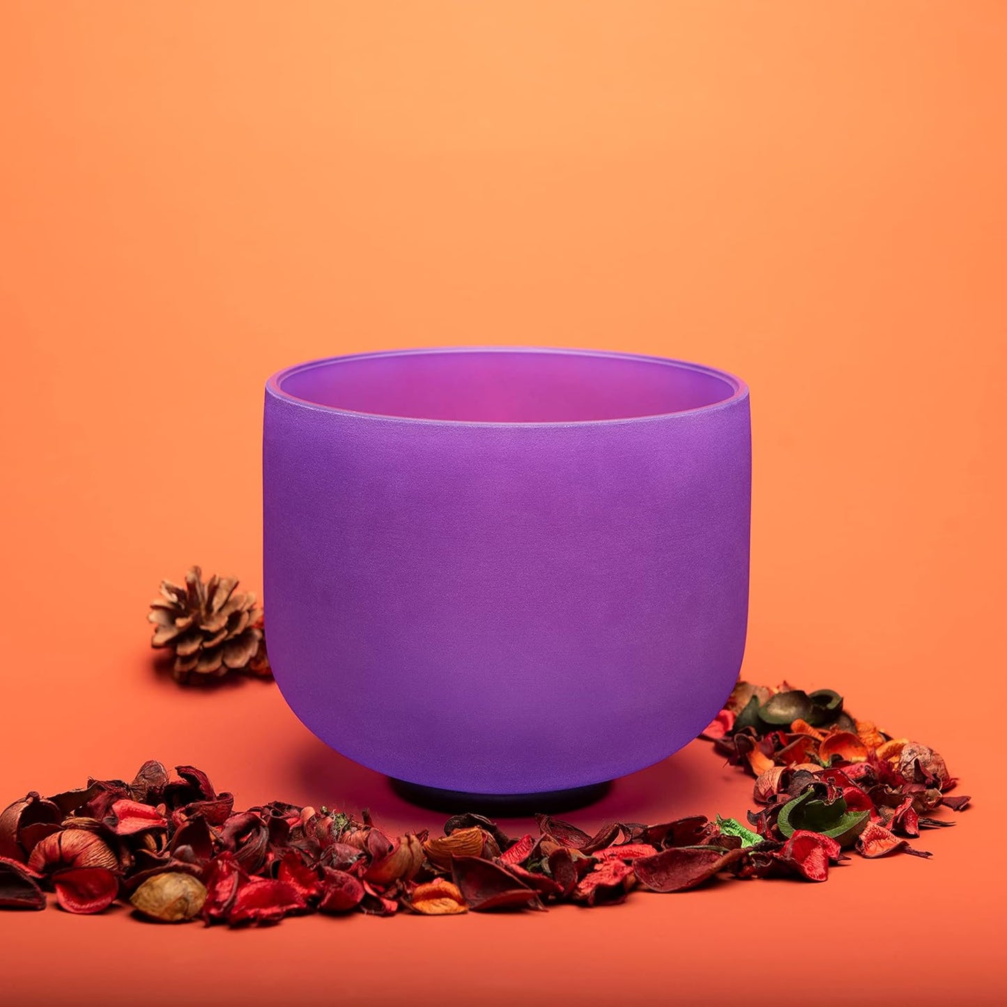 TOPFUND Pink Purple F Note Crystal Singing Bowl Heart Chakra 8 inch with Suede Mallet