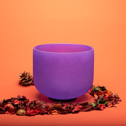 TOPFUND Pink Purple F Note Crystal Singing Bowl Heart Chakra 8 inch with Suede Mallet