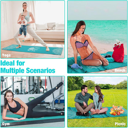 MoKo Yoga Towel, Non Slip Hot Yoga Mat Yoga Blanket Printing Pattern Quick Dry with Corner Pocket for Bikram, Pilates, Gym Workout, Outdoor Picnic, Lotus