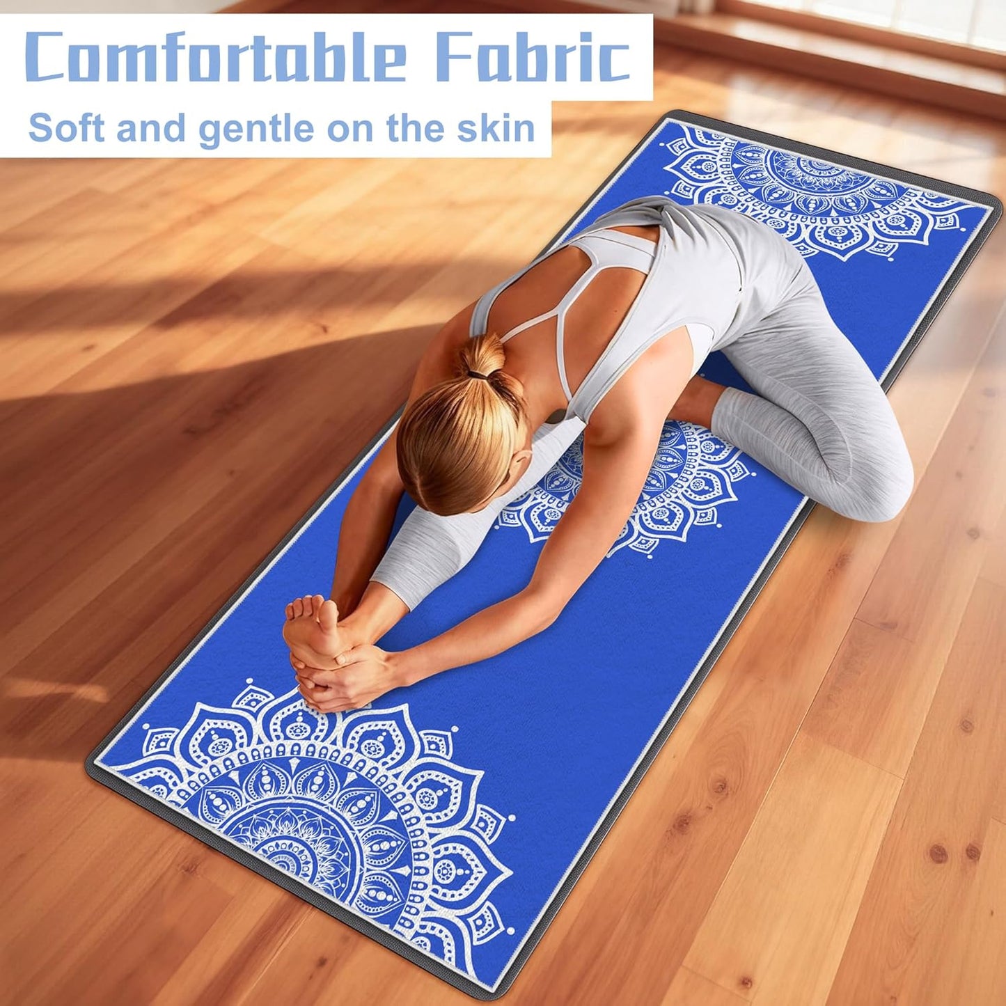 Yoga Towel,Absorbent Yoga Mat Towel for Hot Yoga Non Slip,Stylish Prints,Ideal for Workouts,Hot Yoga,Bikram,Pilates Equipment,72 x 27 in,Gradient Mandala