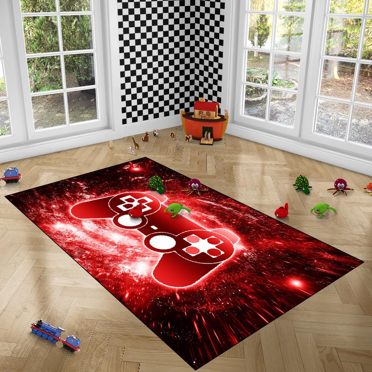 Video Game Rug - Gaming Themed Rug Gamepad Controller Area Rugs for Bedroom Gaming Carpet for Boys Game Carpet for Playrooms Bedroom Doormat Yoga Mats