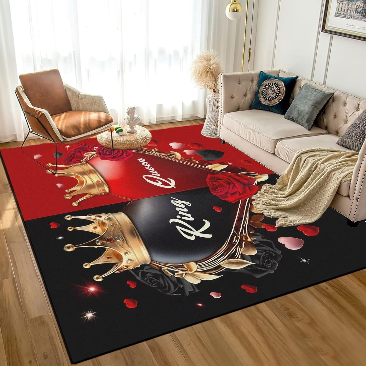 5' X 7' Queen and King Rug Black Grey Area Rugs Dining Living Room Bedroom Kitchen Office Yoga Room Washable Floor Mat Doormats Throw Rug Carpet Room Decor