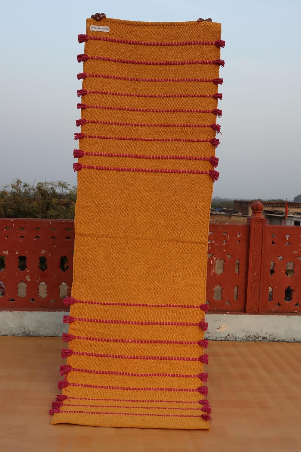 Jaipur Art & Rugs Cotton Yoga Rug - Eco-Friendly Hand-Woven Thick Mat (24”x72”x5mm) for Everyday Fitness at Home - Comfortable & Extra-Long - Colors B