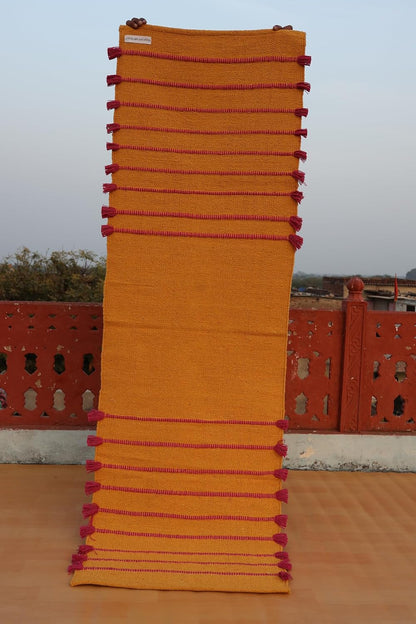 Jaipur Art & Rugs Cotton Yoga Rug - Eco-Friendly Hand-Woven Thick Mat (24”x72”x5mm) for Everyday Fitness at Home - Comfortable & Extra-Long - Colors B