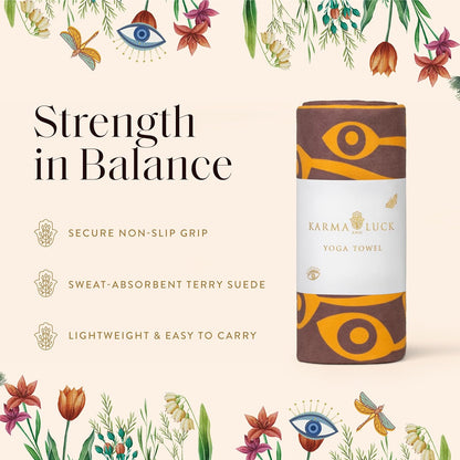 KARMA AND LUCK Radiant Protection Yoga Towel, Absorbent, Non-Slip Hot Yoga Mat Towel, Silicone Grip & Soft Terry Suede for Spiritual Energy Shield & Clarity, 26” x 72”