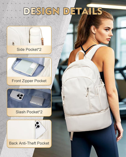 Gym Backpack for Women Men,Cheer bag,Lightweight Gym Bag with Shoe Compartment, Waterproof Sports Backpack with Wet Pocket, Black