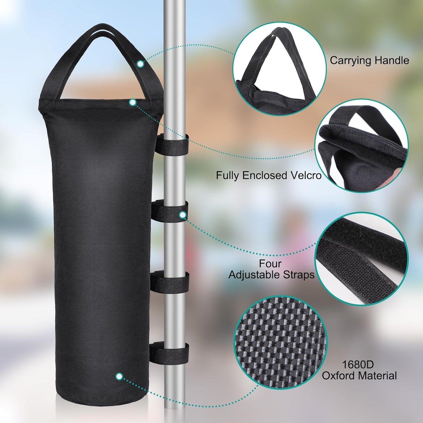 4 Packs Sandbags Weight Bags, 112 LBS Large Sandbags for weight, Cylindrical Heavy Duty Sand Bags for Beach Canopy, Pop Up Tent, RV Awning, Picnic Table, Umbrella Base, Gazebos, Trampoline Stakes