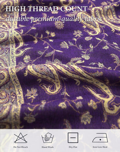 Achillea Reversible Paisley Pashmina Rave Scarf – Exotic Indian Shawls and Wraps for Evening Dresses, Festivals, All Seasons - Colors B