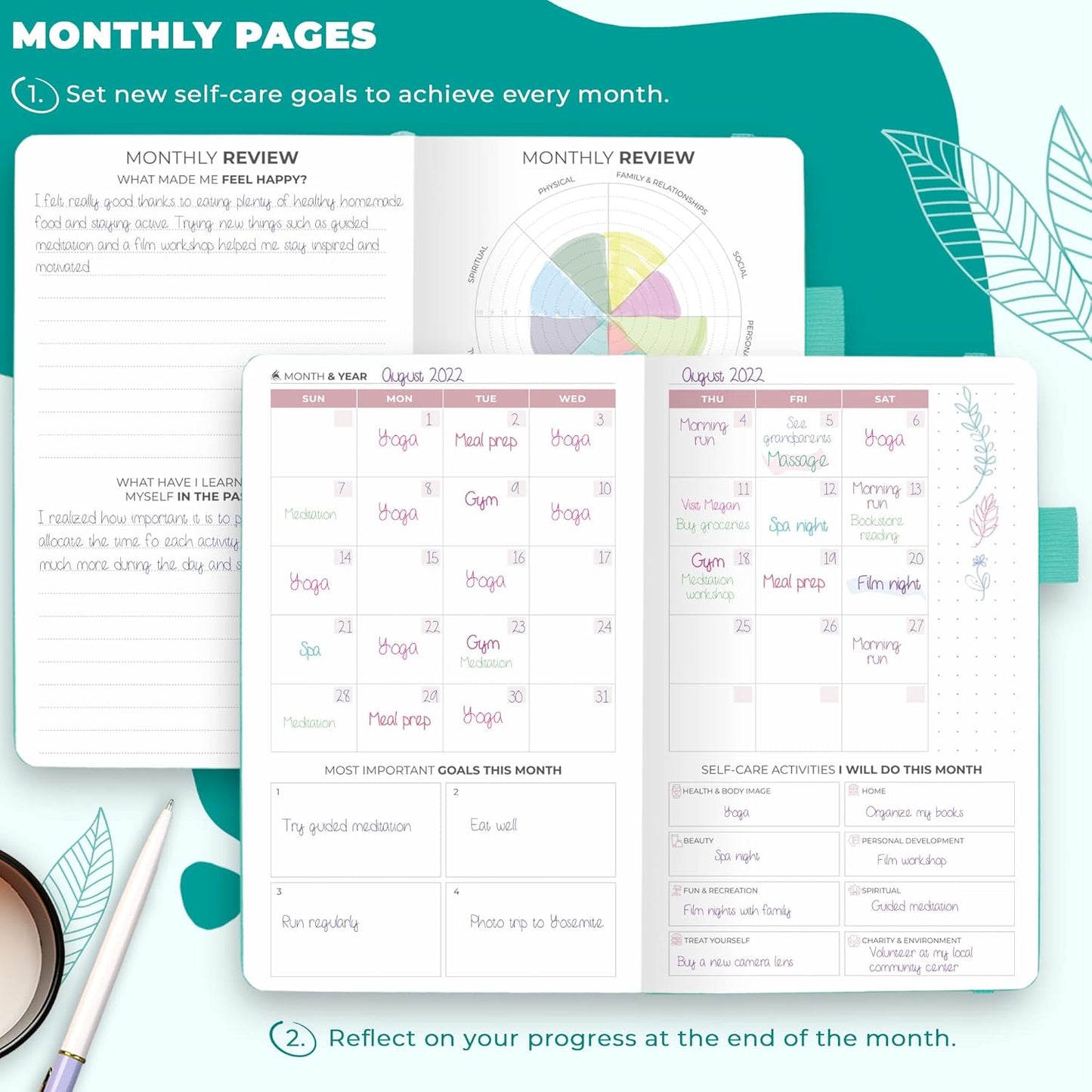 Clever Fox Self-Care Journal – Daily Reflection Notebook – Mental Health & Personal Development Planner, Meditation & Mood Log, A5 (Turquoise)