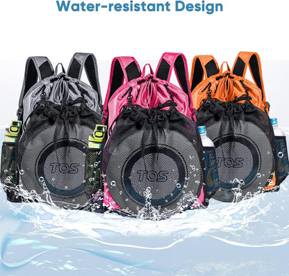 Large Beach Backpack Waterproof Sandproof - Customized Oversized Drawstring Pool Bag with Shoe Compartment for Toiletries, Towels, Gym, Travel