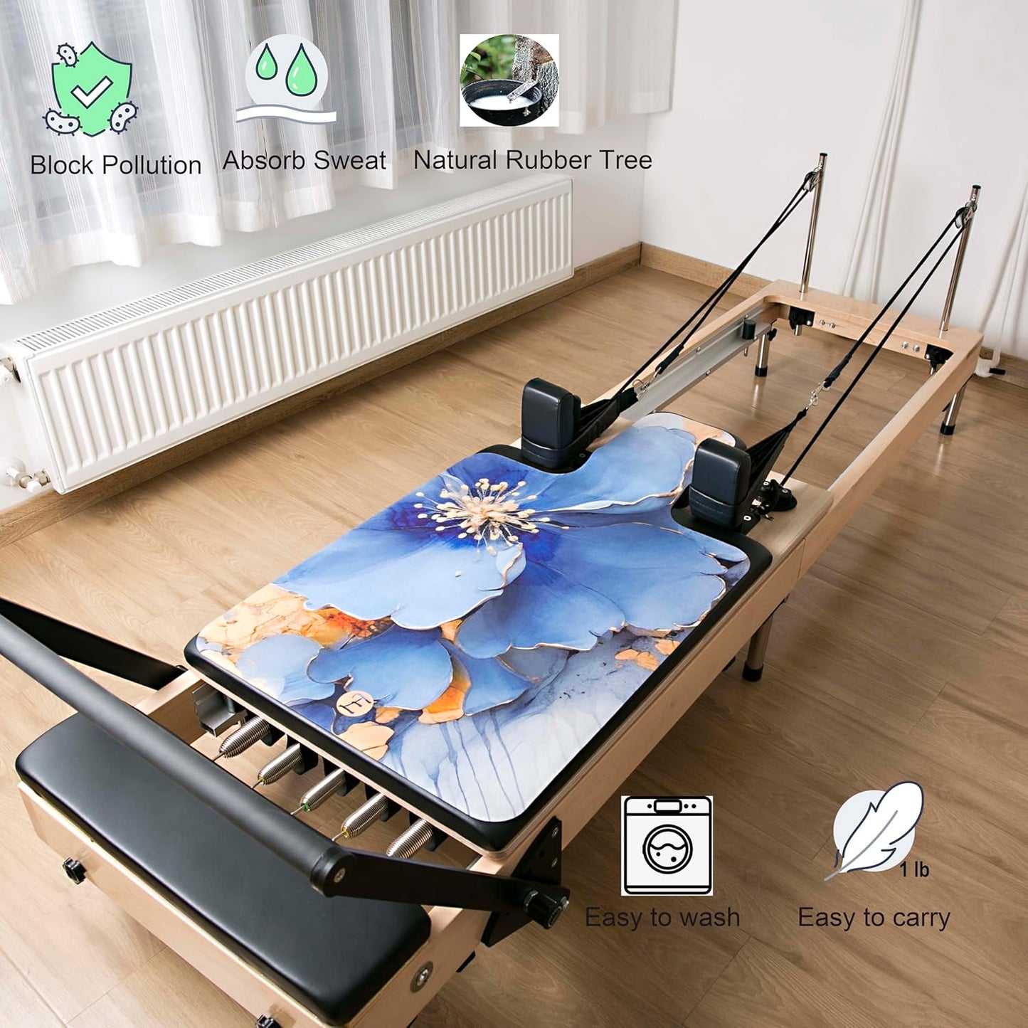 Echome Pilates Reformer Mat Towel with Shoulders, Pilates Reformer Cover with Great Grip, Easy to Wash Light Weight Portable