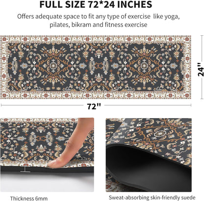 nuveti Yoga Mat Print Extra Thick TPE Non Slip Fitness Exercise Mat with Carrying Bag,72"x24" Extra Thick 6MM Exercise & Workout Mat for Yoga, Pilates Fitness and Floor Exercises - Colors B