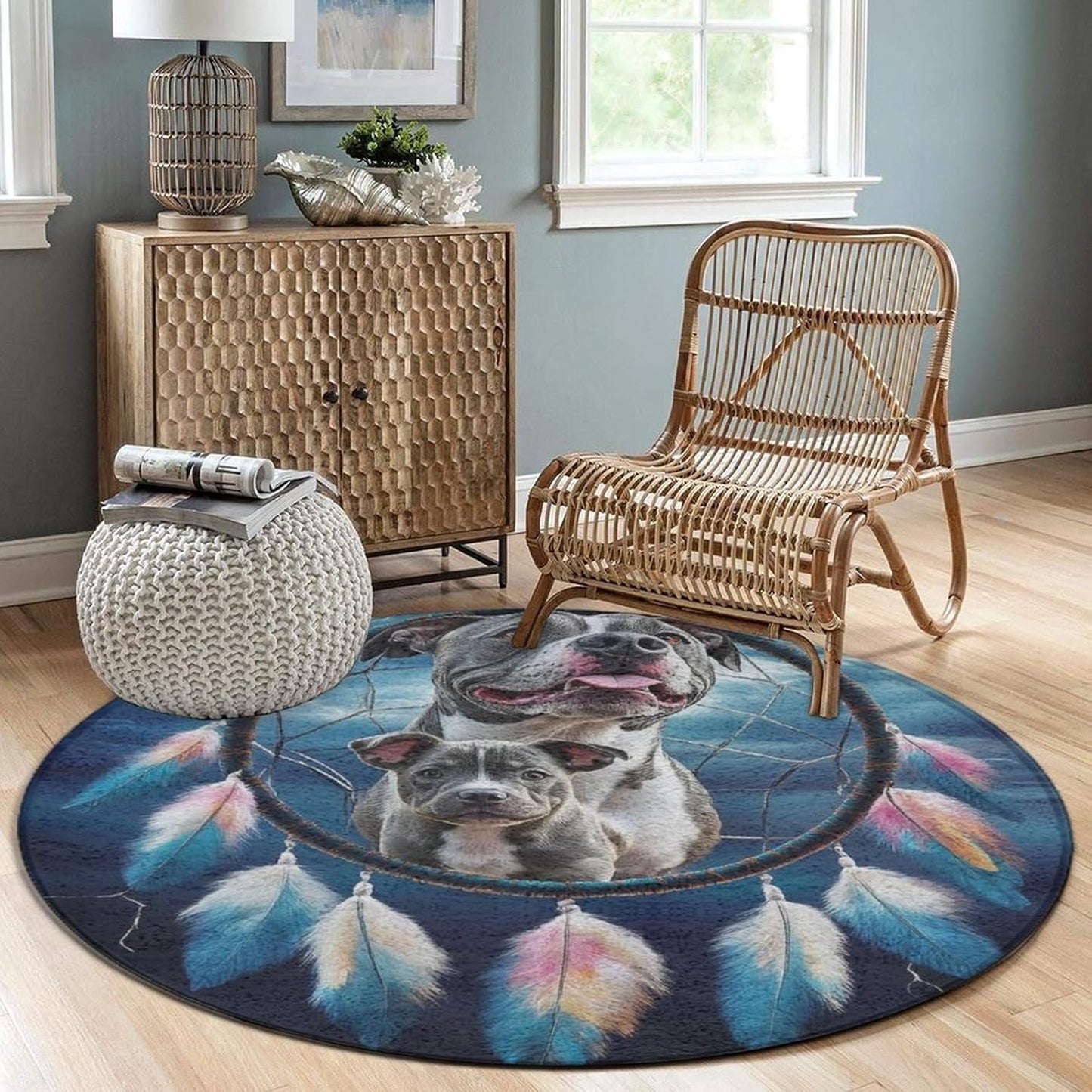 Room Sofa Yoga Soft Round Carpet, Home Decor Non Slip Kitchen Office Circle Rug, Machine Washable Modern Round Area Rug Beach Turtles, 60inch