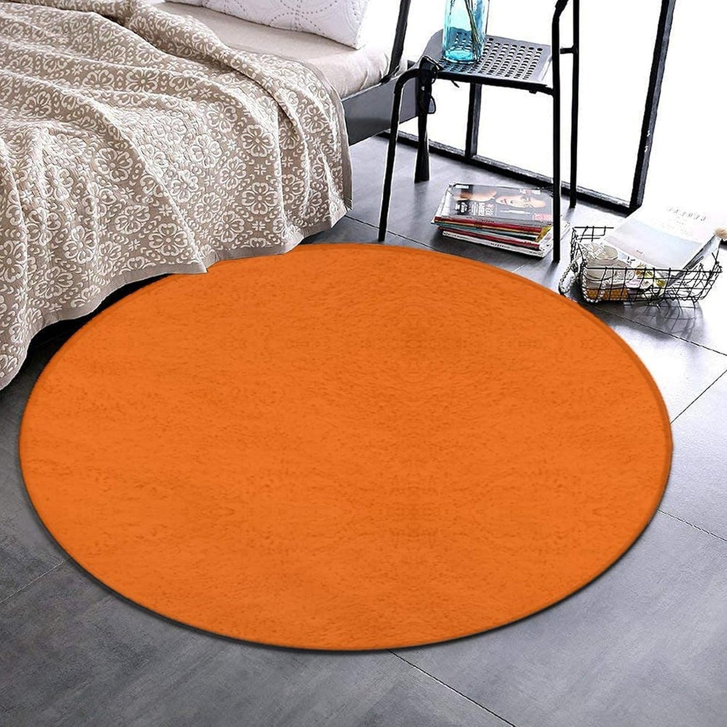 Women's Large Home Decor Mat, Soft Round Yoga Carpet, Non Slip Machine Washable Home Office Circle Rug Purple