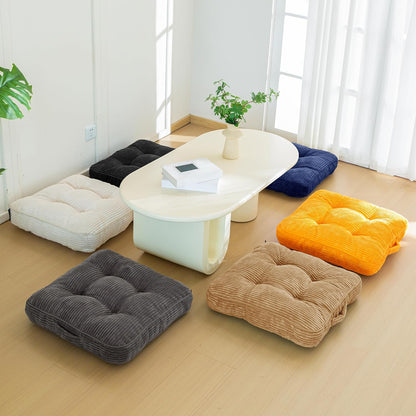HIGOGOGO Floor Pillow Cushion for Adults, Meditation Cushion Pillow, Large Square Floor Sitting, Tufted Corduroy Cover, for Tatami Living Room or Yoga, 22x22 Inch, Dark Grey