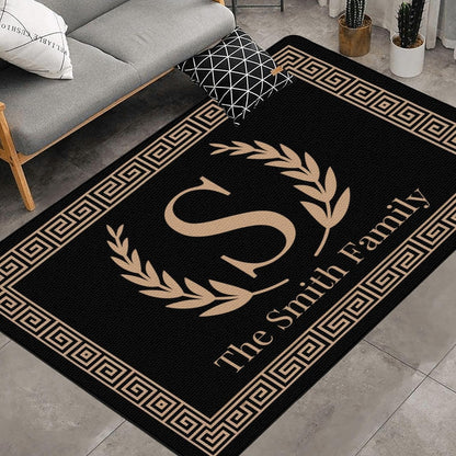 Personalized Family Name Initials Monogram Pink Rug, Shining Butterfly Printed Carpets for Girls Kids Butterfly Theme Living Room Indoor Bedroom Decor 5'×7' Soft Polyester Yoga Mat