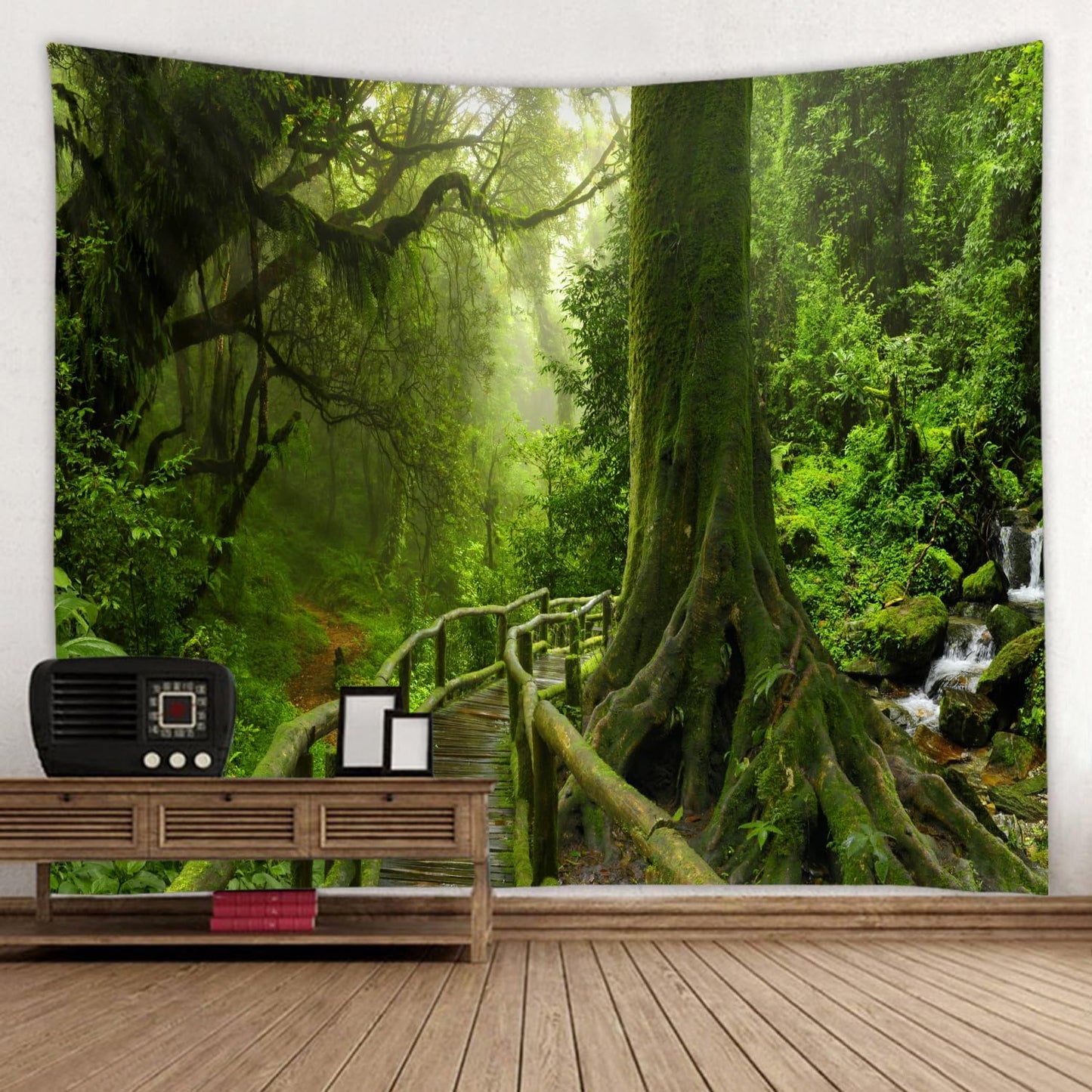 LYFANS Wooden Bridge Water Printing Fabric Tapestry Decorative Wall Art Tablecloth Bed Cover Picnic Carpet Beach Towel Bedroom Dormitory Living Room Multi functional Tapestry 79 x 59 inches