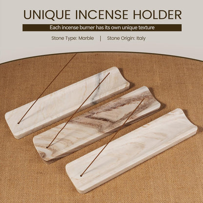 Koville Marble Incense Holder, Incense Holder for Sticks, Incense Sticks Holder Ash Catcher for Meditation Yoga SPA, Natural Stone Incense Burner, Home Table Decor (Green)