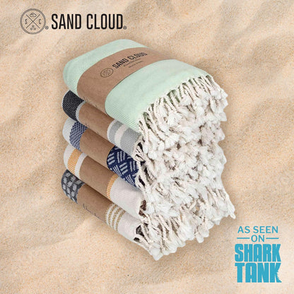 Sand Cloud Turkish Beach Towel - 100% Organic Cotton Turkish Bath Towels - Ultra Soft, Sand Resistant & Quick Dry Towel for Beach or Pool - As Seen on Shark Tank - Cali Dobby (4 Pack Assorted)
