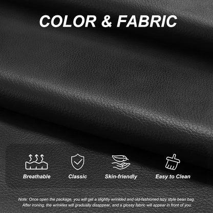 Hobestluk Giant Bean Bag Chair Lazy Floor Sofa, Memory Foam Fireside Sofa for Adults, Big Beanbag Faux Leather Armless Chair for Living Room Bedroom Dorm Office (Brown, Single)