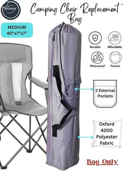 Replacement Bag for Folding Camping Chair, Portable Camp Chair, Hammock, Yoga Mat, Umbrella, Tents, Tripods, Fishing Poles - 420D Oxford Polyester Fabric