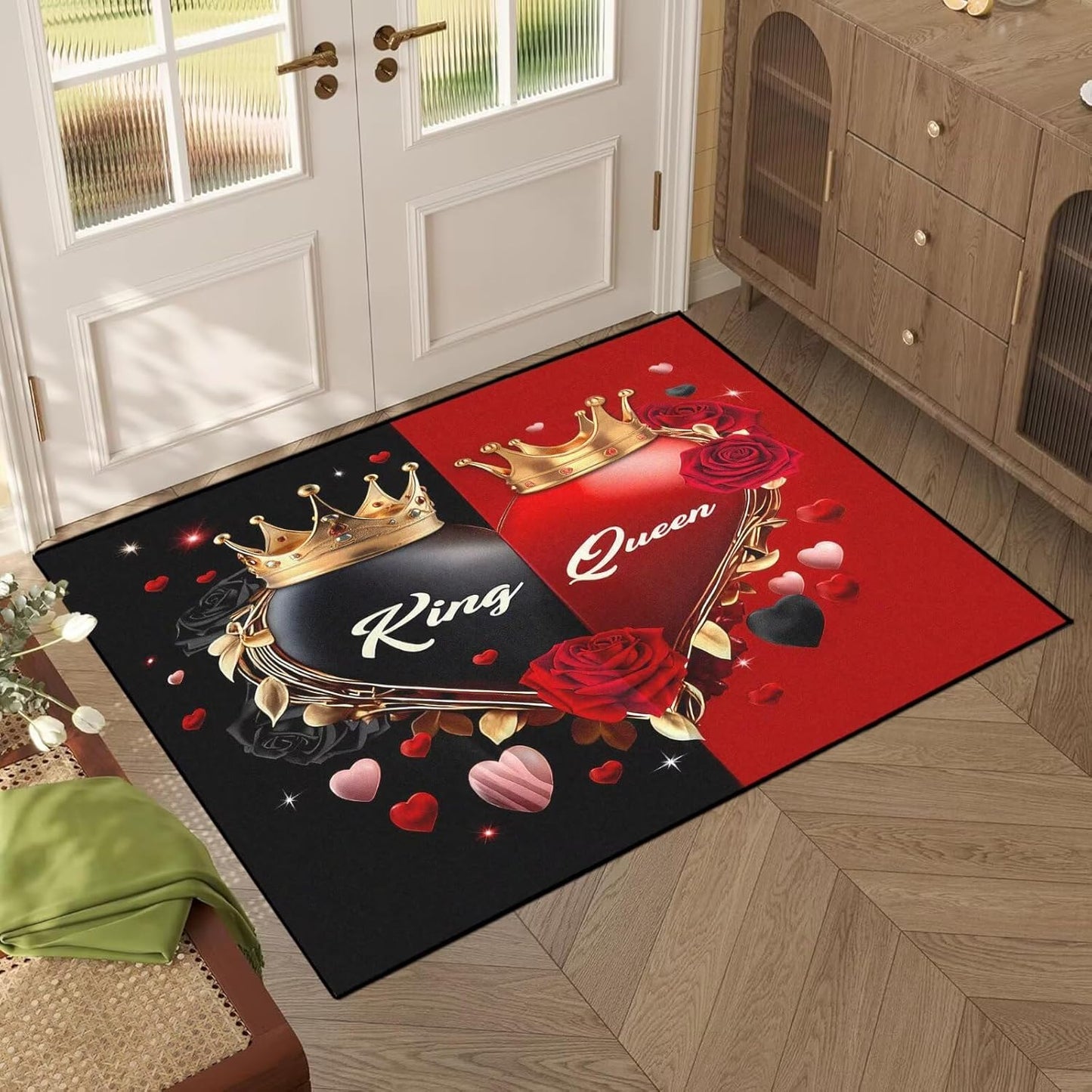 5' X 7' Queen and King Rug Black Grey Area Rugs Dining Living Room Bedroom Kitchen Office Yoga Room Washable Floor Mat Doormats Throw Rug Carpet Room Decor