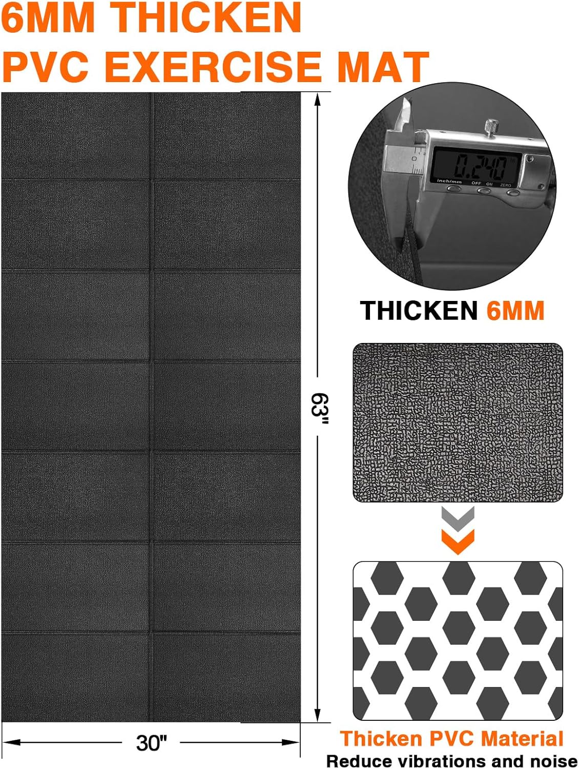 Treadmill Mat,70"x32",6mm Thickness Foldable Exercise Equipment Mat for Carpet Hardwood Floors, Compatible with Walking Pad,Spin Bike,Elliptical Trainer,Rowing Machine