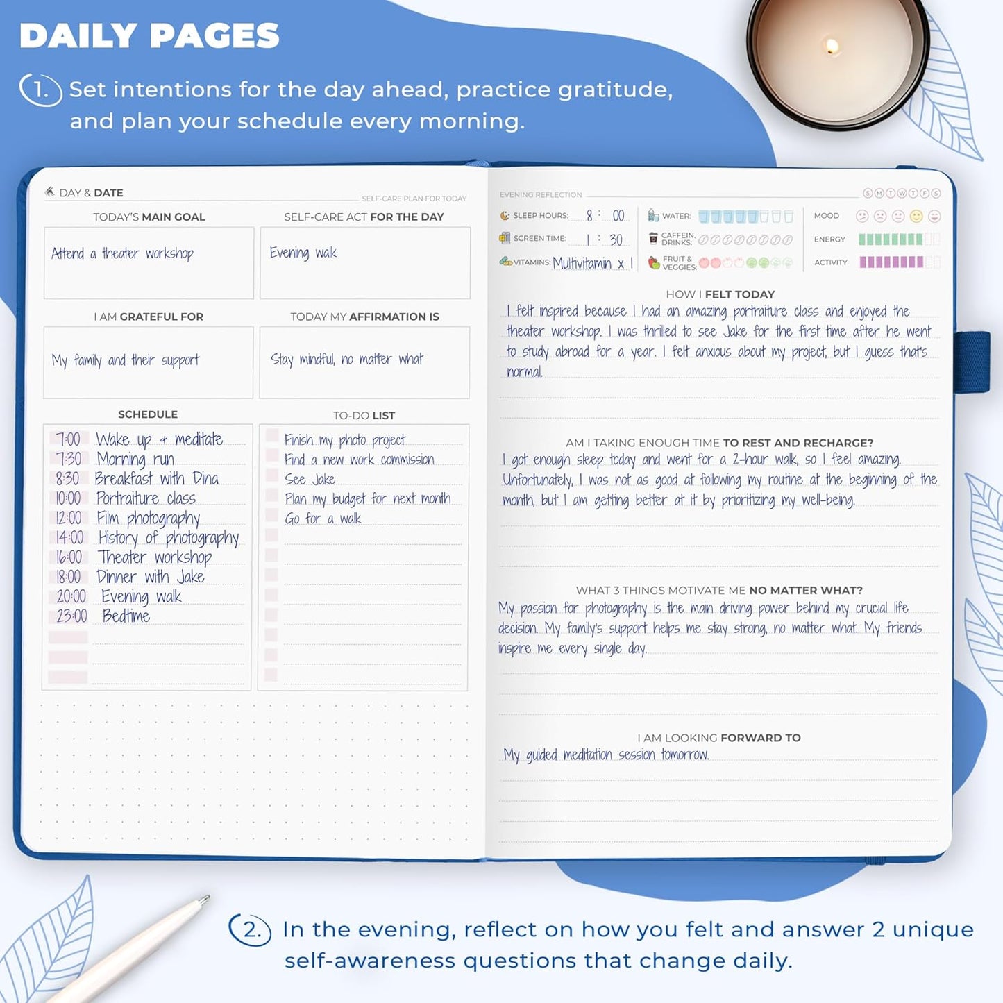 Clever Fox Self-Care Journal – Daily Reflection Notebook – Mental Health & Personal Development Planner, Meditation & Mood Log, A5 (Turquoise)