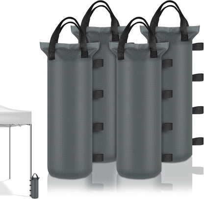 4 Sand Bags for Weight, Heavy Duty Sandbags for Canopy Legs, Extra Large Pop Up Tent Weights, Canopy Weight Bags for Gazebo, Outdoor Sun Shelter, Umbrella - Black, 6"×20", Without Sand