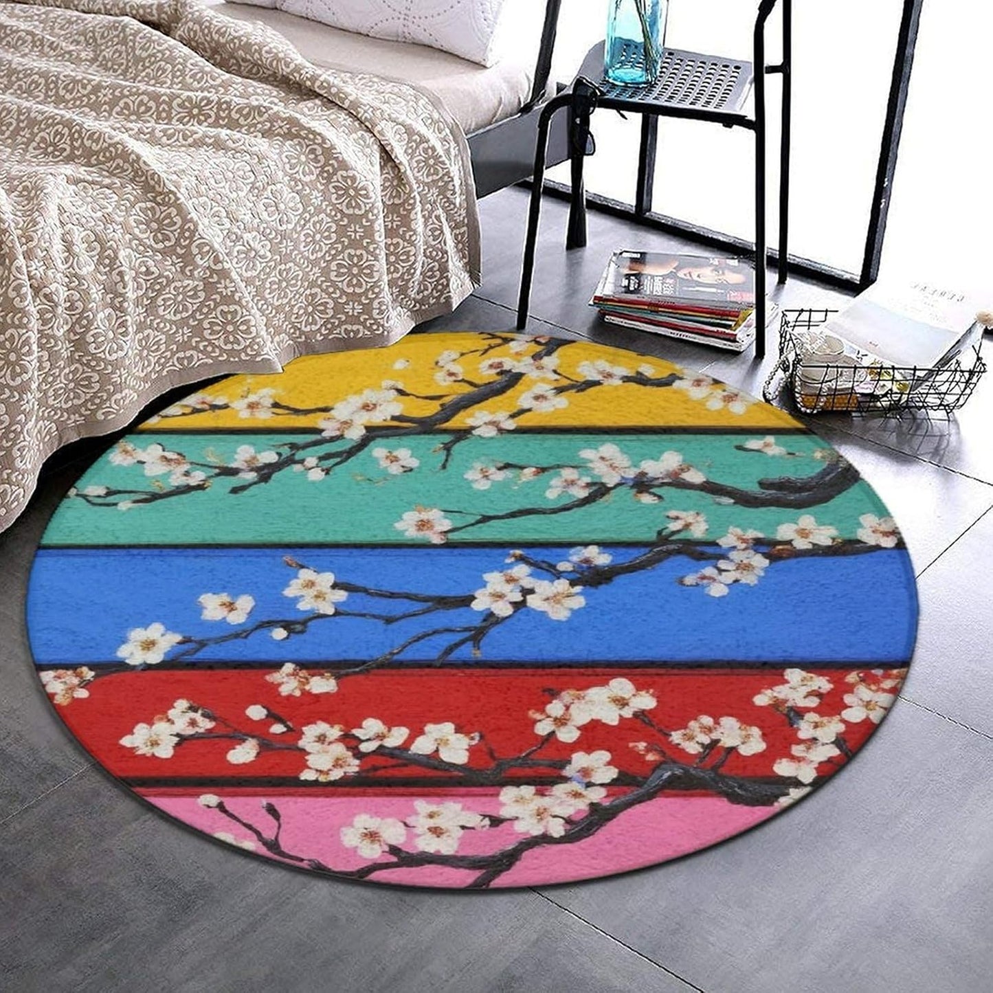 Room Sofa Yoga Soft Round Carpet, Home Decor Non Slip Kitchen Office Circle Rug, Machine Washable Modern Round Area Rug Beach Turtles, 60inch