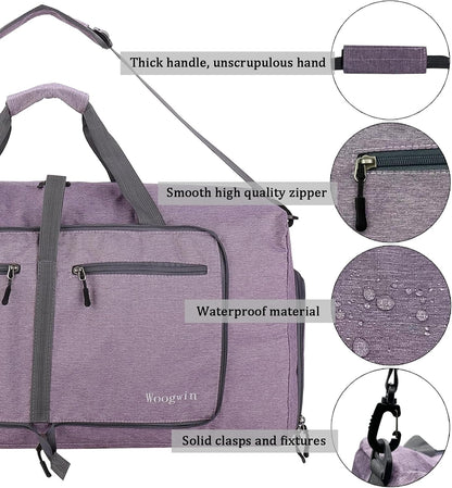 Woogwin Travel Duffel Bag Large Foldable Waterproof Overnight Bag for Beach Swim Bags Pool Sports Gym