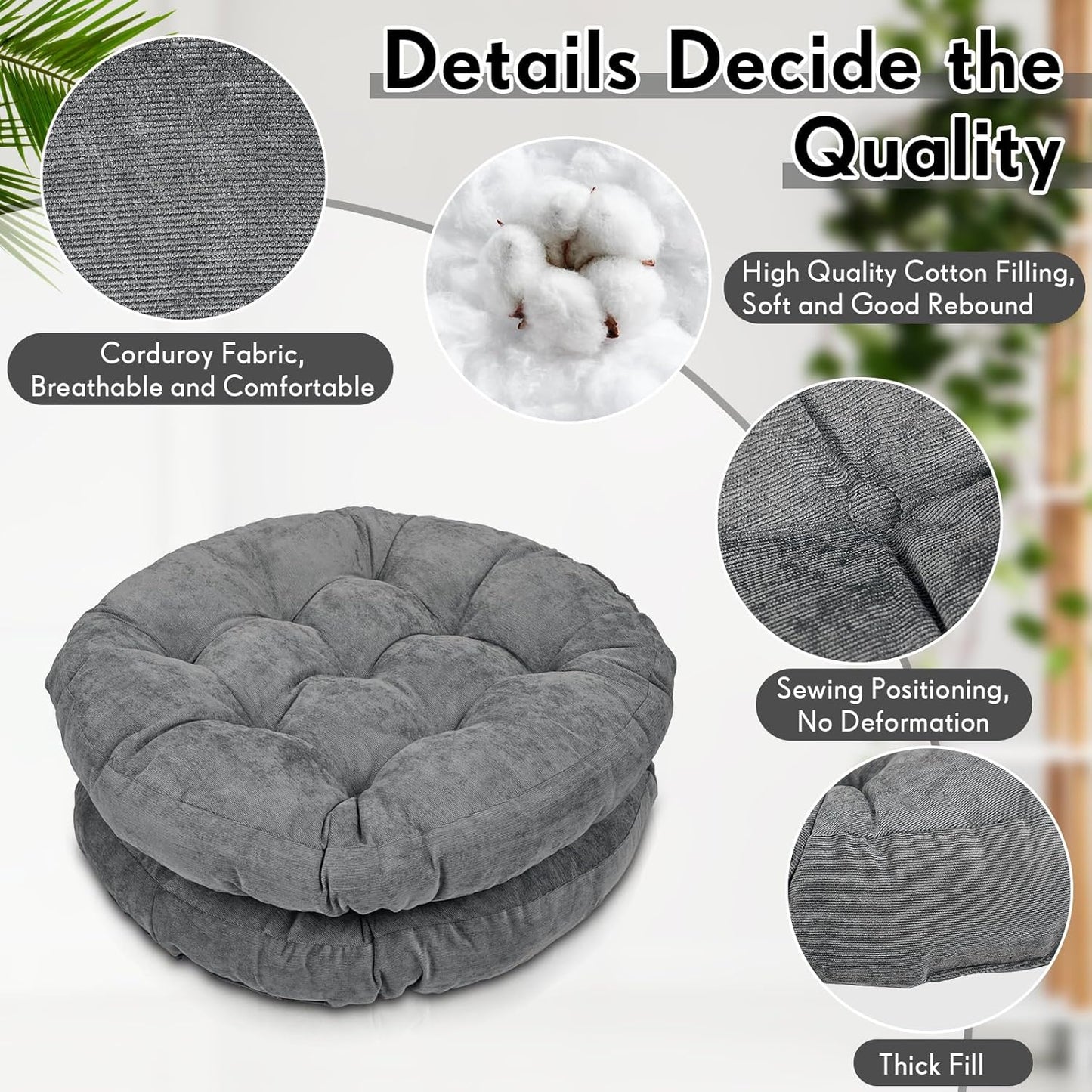 Jerify Floor Pillow Cushions Large Round Square Large Meditation Floor Pillow for Classroom Adult Meditation Picnic Party Seating Learning Daycare School(Square,Mixed Colors,4 Pcs)