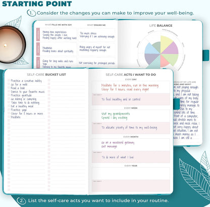 Clever Fox Self-Care Journal – Daily Reflection Notebook – Mental Health & Personal Development Planner, Meditation & Mood Log, A5 (Turquoise)