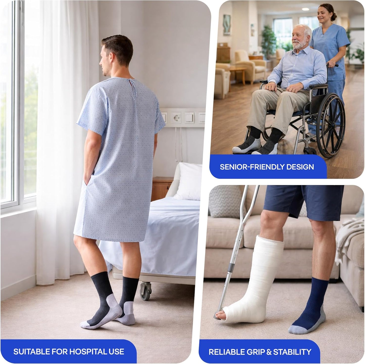 COOLMATE Mens Grip Socks Men Non Slip Size 6-10-13-14, Non Slip Pilates Yoga Socks for Men with Grips, Gifts for Men