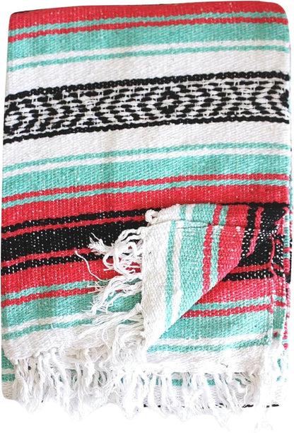 Del Mex Classic Mexican Blanket, Large Authentic Woven Falsa Throw (70"x50"), Artisan Southwest Décor for Beach, Yoga, Outdoors (Lavender)
