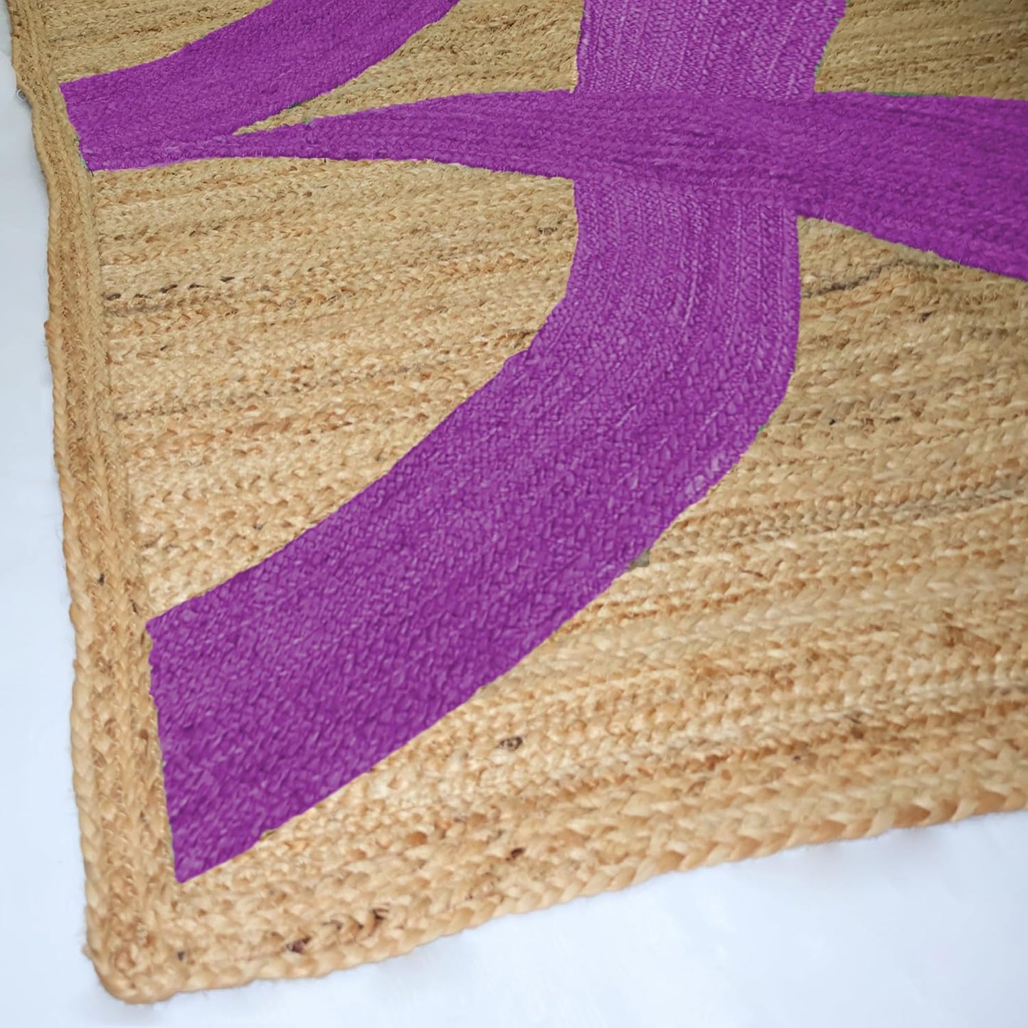 Premium Quality Jute Rug 4x6 Feet Area Rug Natural Fiber Jute Rugs Thick 0.27" Black Abstract Pattern Geometric Rugs for Kids Room, Living Room, Yoga Mat, Indoor Outdoor Carpet - Colors C