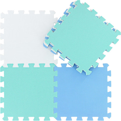 qqpp EVA Rubber 18 Tiles Interlocking Puzzle Foam Floor Mats - Baby Play Mat for Playing | Exercise Mat for Home Workout. White, Pink, Gray. QC-ACLb18N