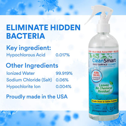 CleanSmart Daily Surface Cleaner and Pet-Safe Disinfectant, Kills 99.9% of Viruses, Bacteria, 23 ounce Bottle (Pack of 2)