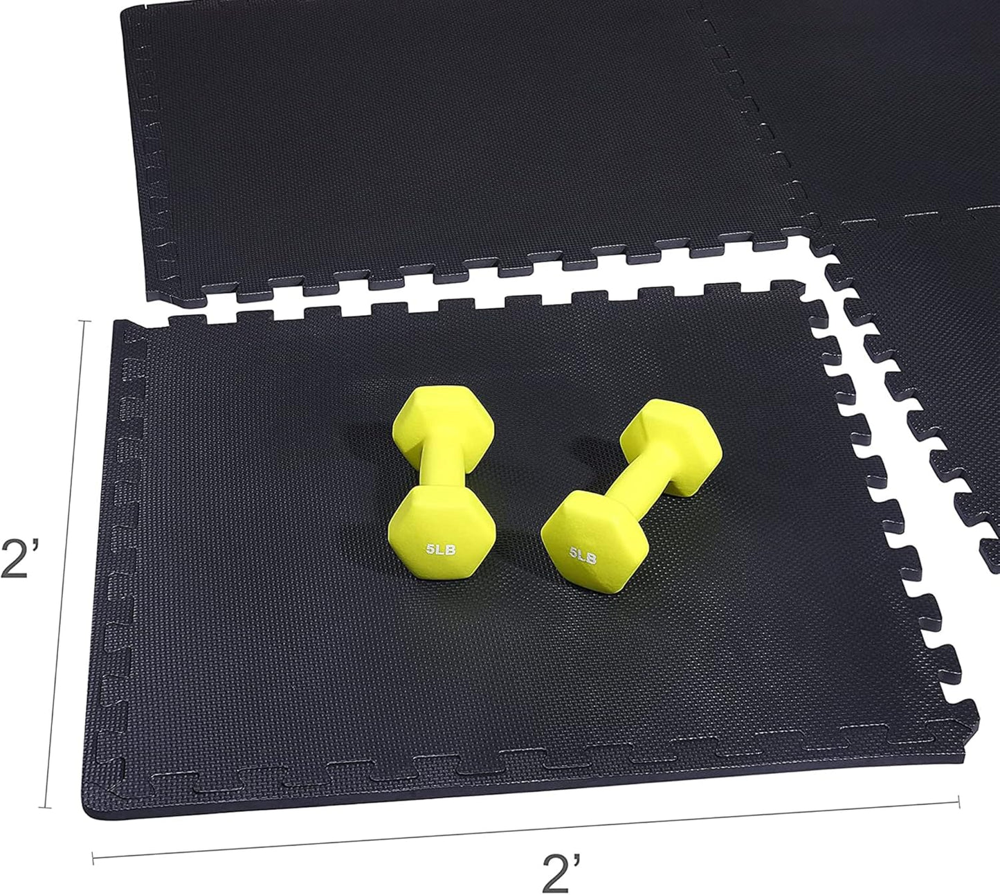 BalanceFrom Puzzle Exercise Mat 1" Thick, EVA Interlocking Foam Floor Tiles for Home Gym, Mat for Home Workout Equipment, Floor Padding for Kids, Black, 24 in x 24 in x 1 in, 24 Sq Ft - 6 Tiles