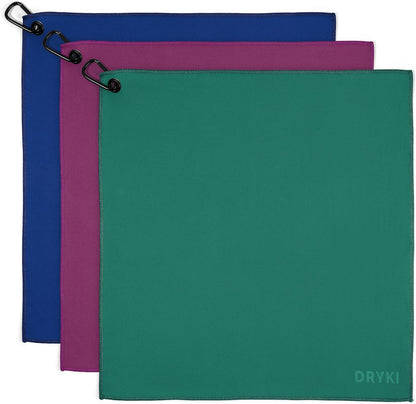 DRYKI Pocket-Sized Sweat Towels - The Original Sweat Absorbing Handkerchiefs - Quick-Dry Microfiber Sweat Rags for Face, Hands, & Body - Men & Women - Gym, Sports, and Work (Blue: 5 Pack)