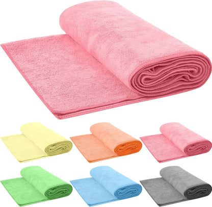 Breling 10 Pcs Hot Yoga Towels Bulk Non Slip Microfiber Anti Slip Absorbent Multicolor Wicking Pilates Yoga Mat Towel for Women Men Pilates, 27" x 72" (Classic)