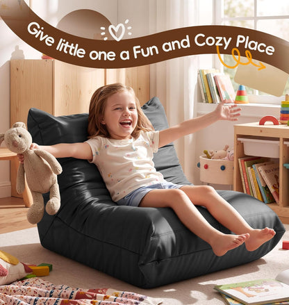 Hobestluk Giant Bean Bag Chair Lazy Floor Sofa, Memory Foam Fireside Sofa for Adults, Big Beanbag Faux Leather Armless Chair for Living Room Bedroom Dorm Office (Brown, Single)