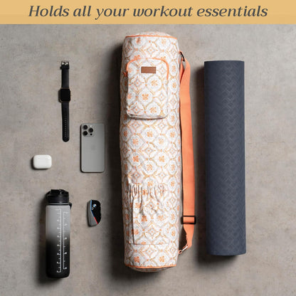 Maison d' Hermine Yoga Mat bag, Cylindrical bag for Woman&Men, yoga mat Bag &Adjustable shoulder straps Yoga Mat Carrier Bag with Drawstring Water Bottle Pocket and zipper pocket Easter Gifts