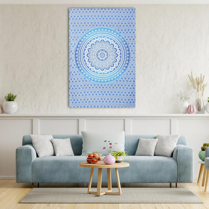 THE ART BOX Original Gold Tapestry Wall Hanging Mandala – Cotton Throw Tapestry – Boho Bedding White and Gold Medium Bedspread 54x60 Inches – Meditation & Yoga Rug Mat