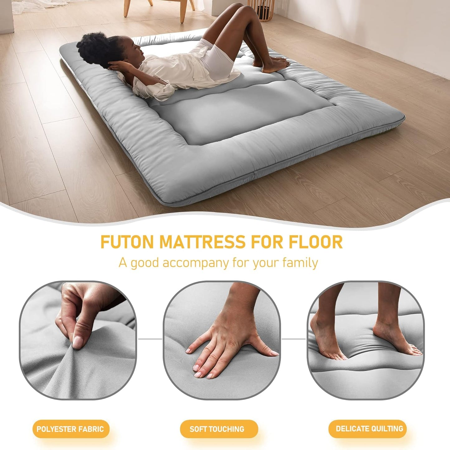 MAXYOYO Bohemian Retro Mattress Boho Floral Japanese Futon Mattress Tatami Floor Mat Foldable Portable Camping, Sleeping Pad, Lounger Couch Bed Full Size