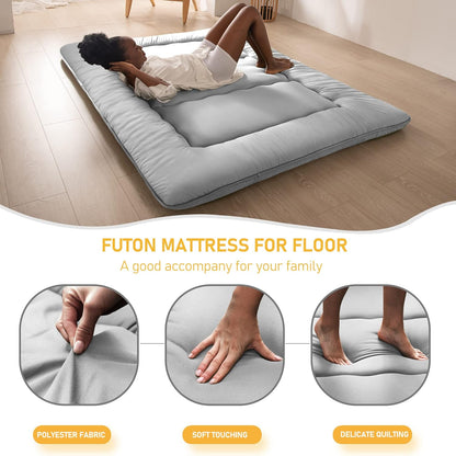 MAXYOYO Bohemian Retro Mattress Boho Floral Japanese Futon Mattress Tatami Floor Mat Foldable Portable Camping, Sleeping Pad, Lounger Couch Bed Full Size